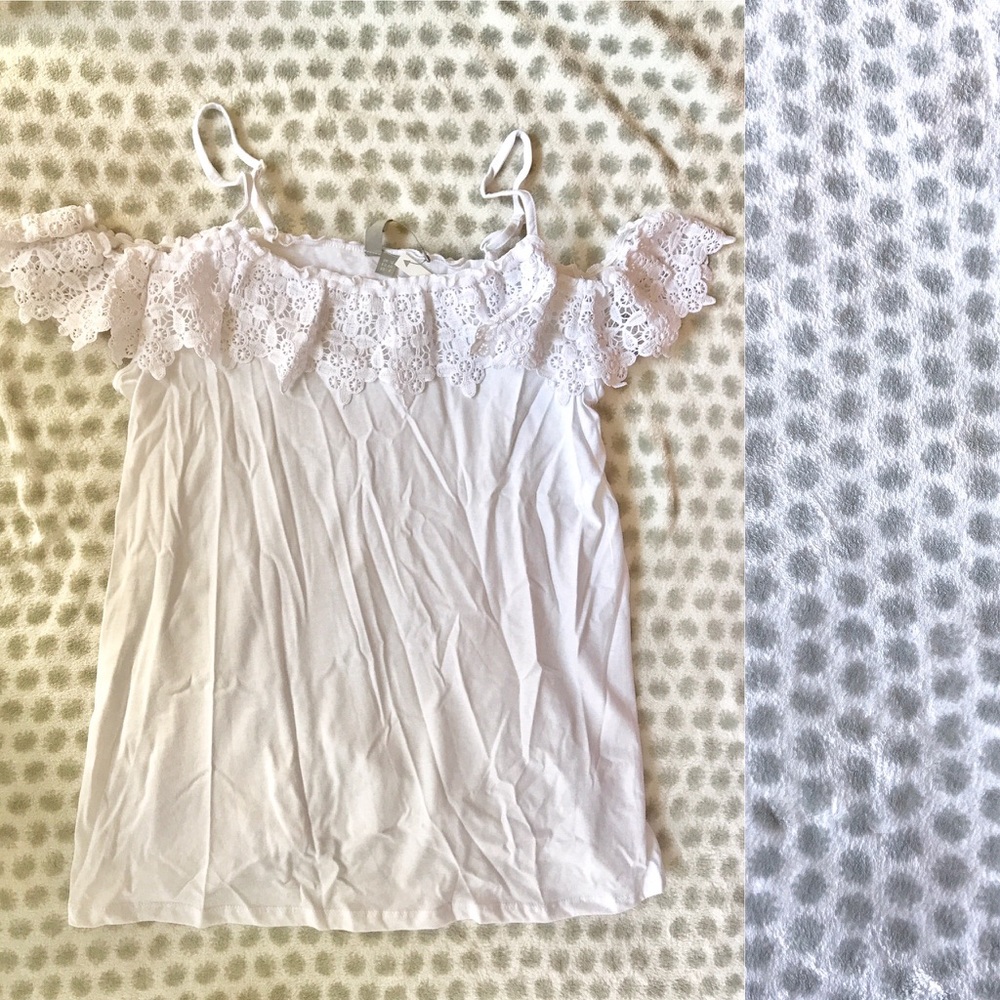 Maternity white crochet trim tank top - medium